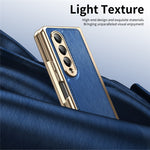 For Samsung Galaxy Z Fold4 5G Case PU Leather Coated PC Electroplated Phone Cover Built In Screen Protector