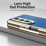 For Samsung Galaxy Z Fold4 5G Case PU Leather Coated PC Electroplated Phone Cover Built In Screen Protector