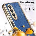 For Samsung Galaxy Z Fold4 5G Case PU Leather Coated PC Electroplated Phone Cover Built In Screen Protector