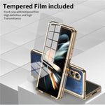 For Samsung Galaxy Z Fold4 5G Case PU Leather Coated PC Electroplated Phone Cover Built In Screen Protector