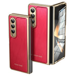 For Samsung Galaxy Z Fold4 5G Case PU Leather Coated PC Electroplated Phone Cover Built In Screen Protector