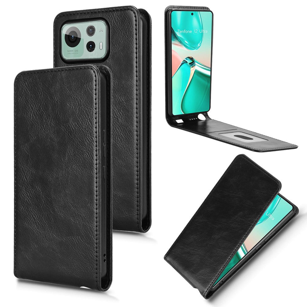 Til Asus Zenfone 12 Ultra 5G Cover med Kortlomme Magnetisk Vertikalt Flip Læder Telefoncover