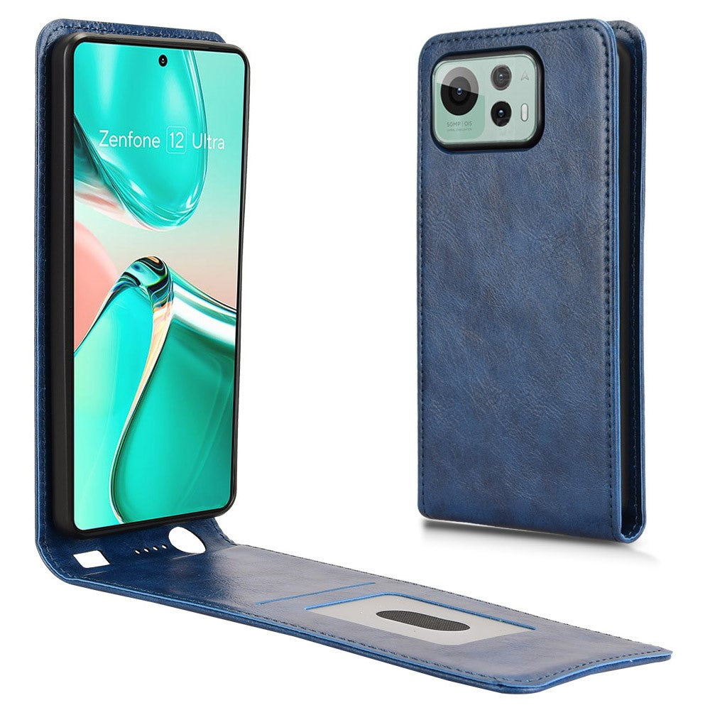 Til Asus Zenfone 12 Ultra 5G Cover med Kortlomme Magnetisk Vertikalt Flip Læder Telefoncover