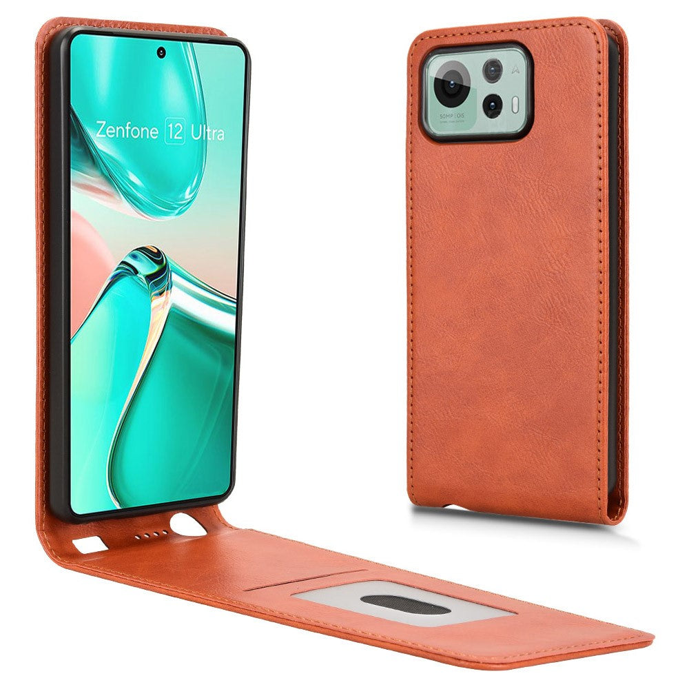 Til Asus Zenfone 12 Ultra 5G Cover med Kortlomme Magnetisk Vertikalt Flip Læder Telefoncover