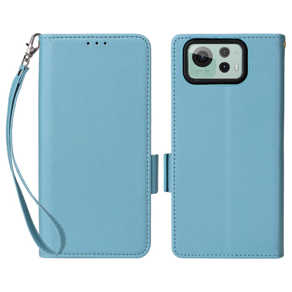 Cover til Asus Zenfone 12 Ultra 5G med håndledsrem, PU-lædercover med litchi-struktur og tegnebogsdesign
