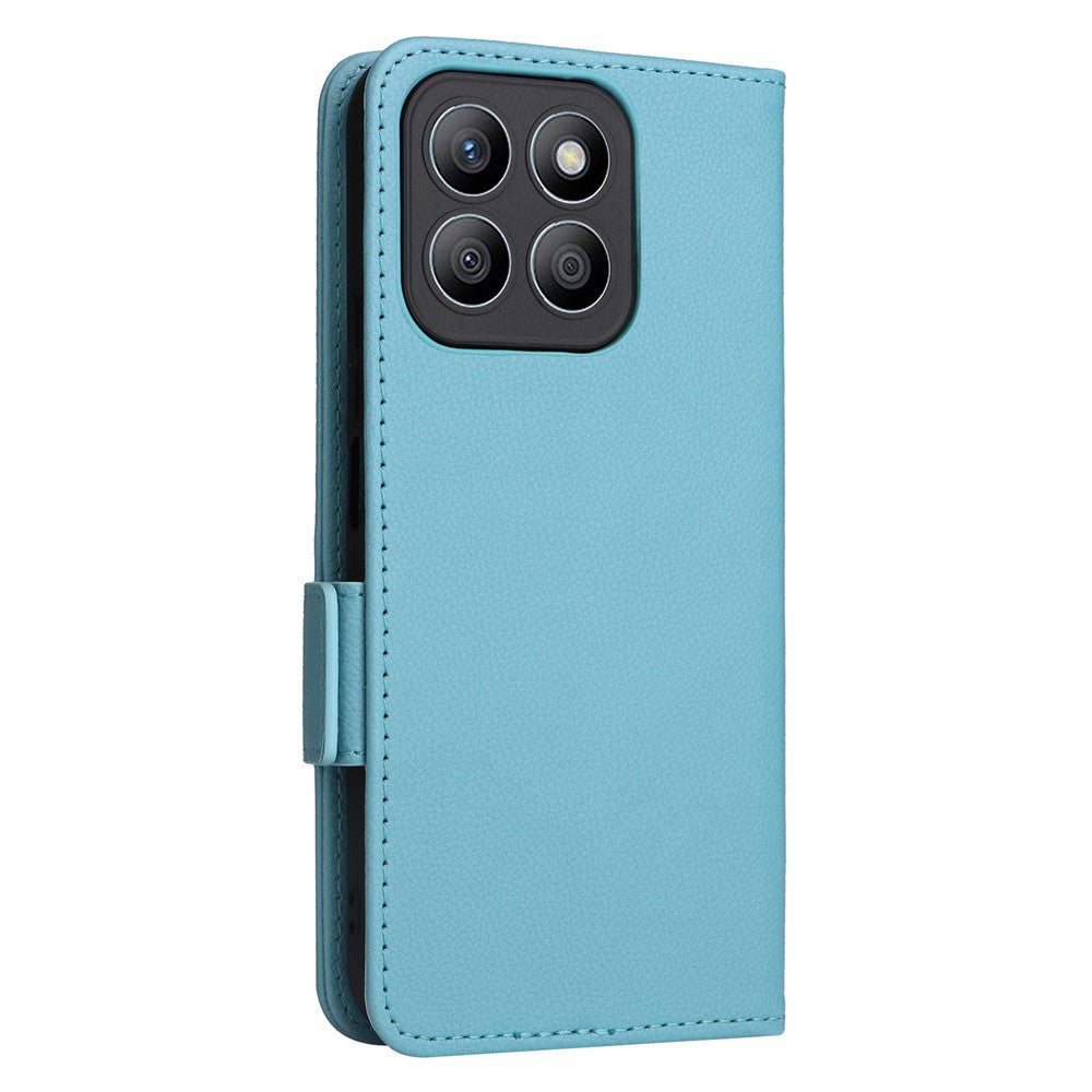 For Honor X8c 4G Case with Wrist Strap Litchi Texture PU Leather Wallet Phone Cover