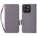 For Honor X8c 4G Case with Wrist Strap Litchi Texture PU Leather Wallet Phone Cover