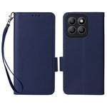 For Honor X8c 4G Case with Wrist Strap Litchi Texture PU Leather Wallet Phone Cover