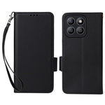 For Honor X8c 4G Case with Wrist Strap Litchi Texture PU Leather Wallet Phone Cover