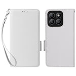 For Honor X8c 4G Case with Wrist Strap Litchi Texture PU Leather Wallet Phone Cover