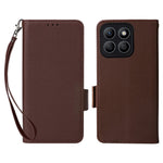 For Honor X8c 4G Case with Wrist Strap Litchi Texture PU Leather Wallet Phone Cover
