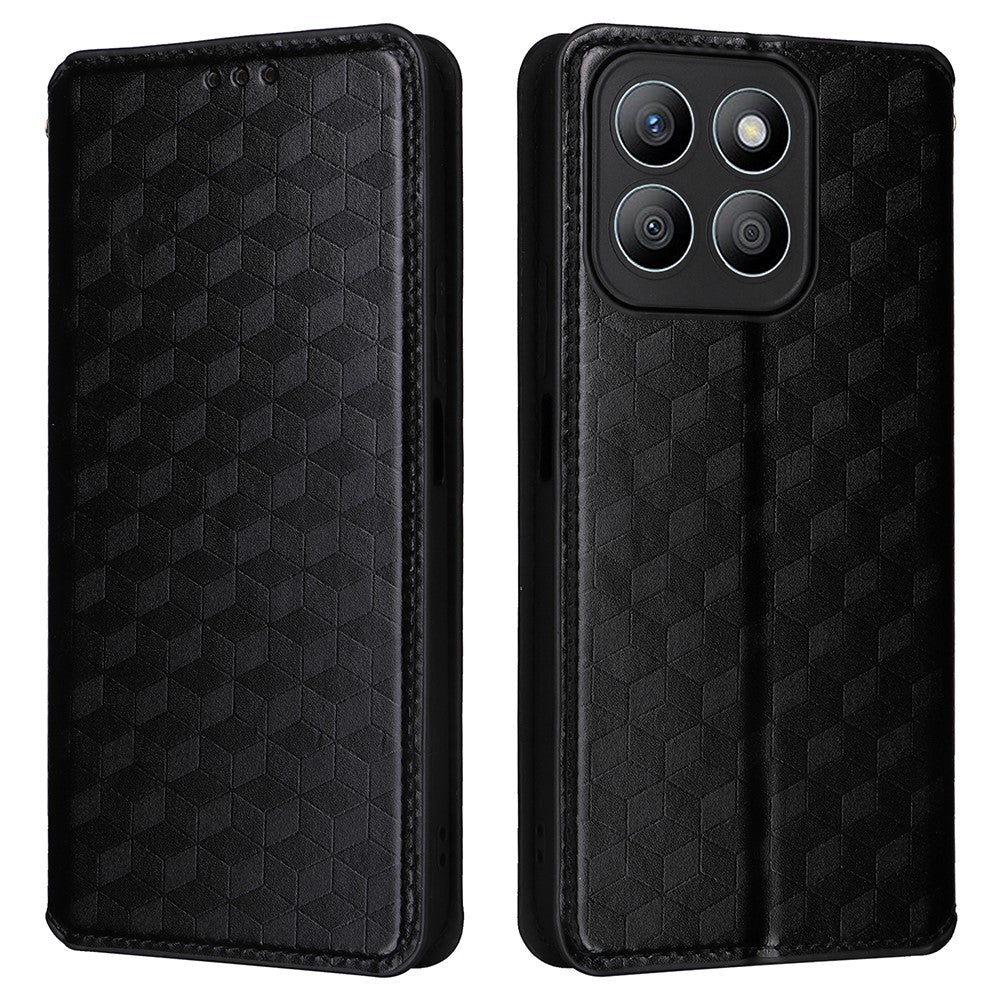 For Honor X8c 4G Case Wallet Rhombus Imprinted Leather Phone Cover