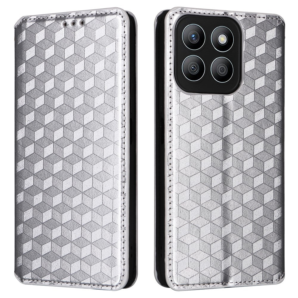 For Honor X8c 4G Case Wallet Rhombus Imprinted Leather Phone Cover