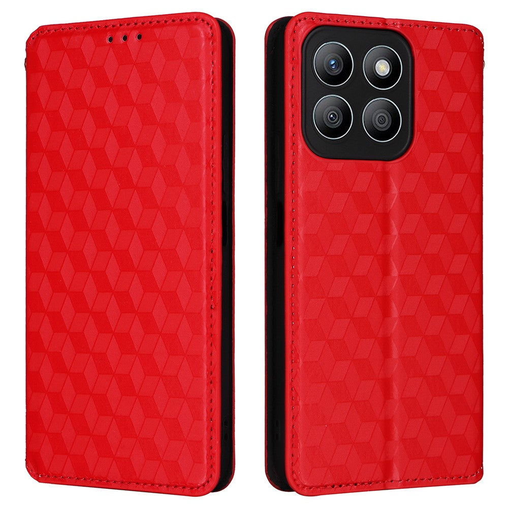 For Honor X8c 4G Case Wallet Rhombus Imprinted Leather Phone Cover