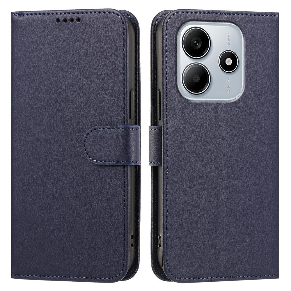 For Xiaomi Redmi Note 14 4G (164.84mm) Leather Case Wallet Stand Solid Color Anti Drop Phone Cover