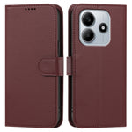 For Xiaomi Redmi Note 14 4G (164.84mm) Leather Case Wallet Stand Solid Color Anti Drop Phone Cover