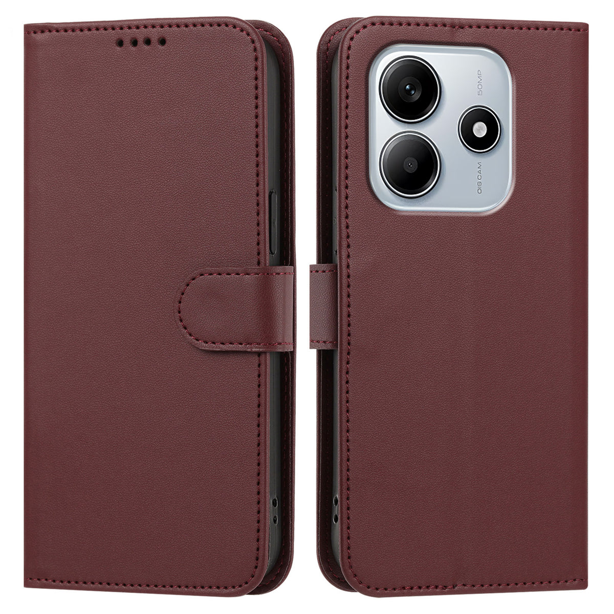 For Xiaomi Redmi Note 14 4G (164.84mm) Leather Case Wallet Stand Solid Color Anti Drop Phone Cover