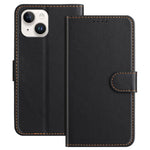 For iPhone 13 mini 5.4 inch Leather Case Wallet Stand Solid Color Anti Drop Phone Cover