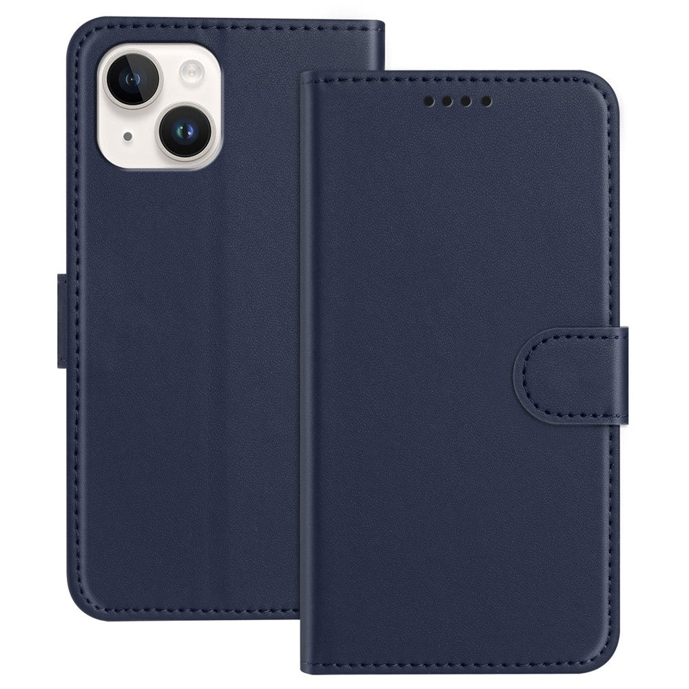 For iPhone 13 mini 5.4 inch Leather Case Wallet Stand Solid Color Anti Drop Phone Cover