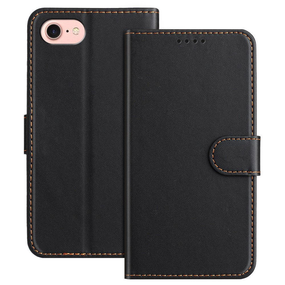 For iPhone SE (2022) / iPhone 6 4.7-inch / iPhone 6s 4.7-inch / iPhone 7 4.7 inch / iPhone 8 4.7 inch / iPhone SE (2020) Leather Case Wallet Stand Solid Color Anti Drop Phone Cover