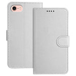 For iPhone SE (2022) / iPhone 6 4.7-inch / iPhone 6s 4.7-inch / iPhone 7 4.7 inch / iPhone 8 4.7 inch / iPhone SE (2020) Leather Case Wallet Stand Solid Color Anti Drop Phone Cover