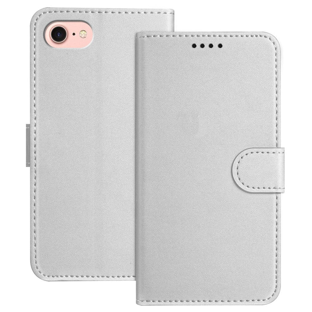 For iPhone SE (2022) / iPhone 6 4.7-inch / iPhone 6s 4.7-inch / iPhone 7 4.7 inch / iPhone 8 4.7 inch / iPhone SE (2020) Leather Case Wallet Stand Solid Color Anti Drop Phone Cover
