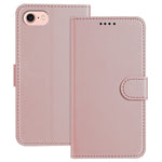 For iPhone SE (2022) / iPhone 6 4.7-inch / iPhone 6s 4.7-inch / iPhone 7 4.7 inch / iPhone 8 4.7 inch / iPhone SE (2020) Leather Case Wallet Stand Solid Color Anti Drop Phone Cover
