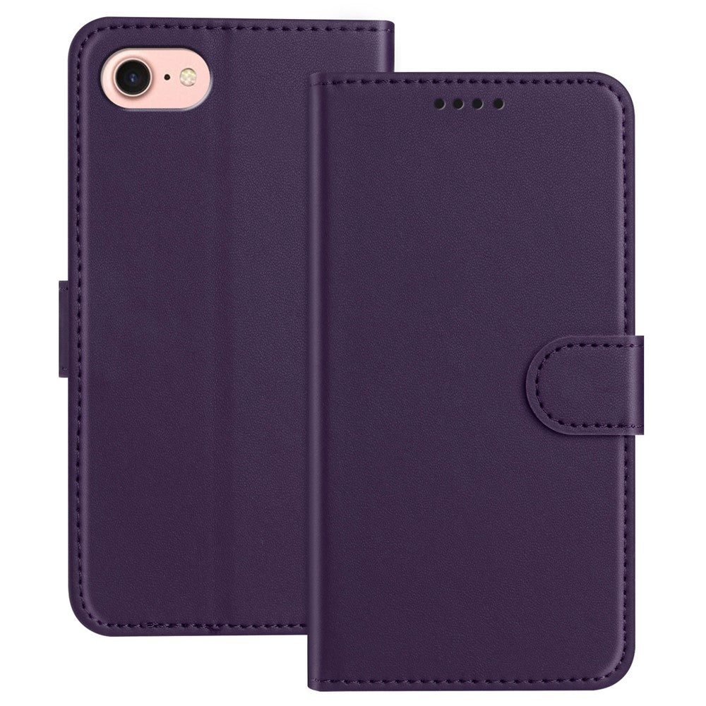 For iPhone SE (2022) / iPhone 6 4.7-inch / iPhone 6s 4.7-inch / iPhone 7 4.7 inch / iPhone 8 4.7 inch / iPhone SE (2020) Leather Case Wallet Stand Solid Color Anti Drop Phone Cover