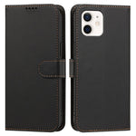 For iPhone 12 Pro 6.1 inch / iPhone 12 6.1 inch Leather Case Wallet Stand Solid Color Anti Drop Phone Cover