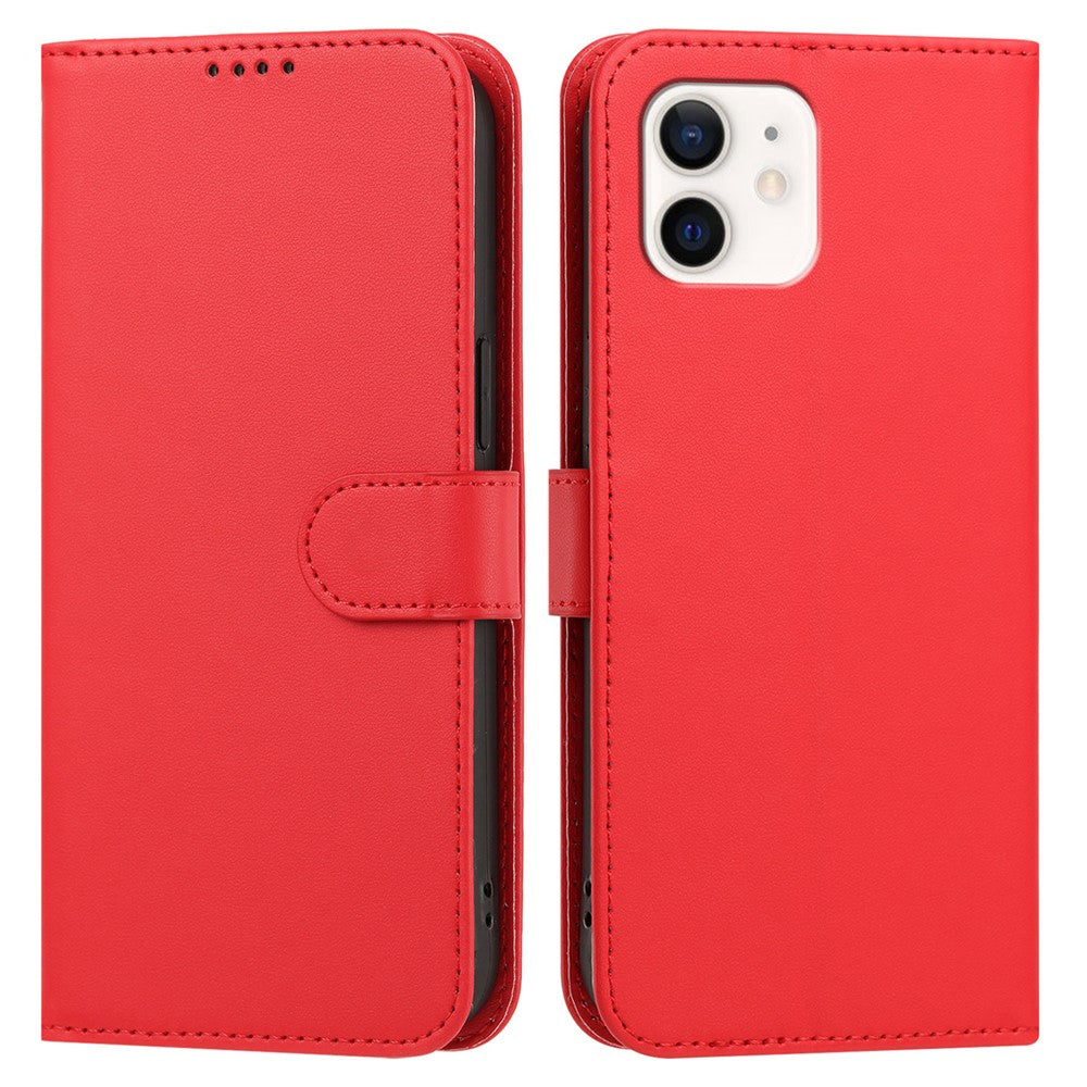 For iPhone 12 Pro 6.1 inch / iPhone 12 6.1 inch Leather Case Wallet Stand Solid Color Anti Drop Phone Cover