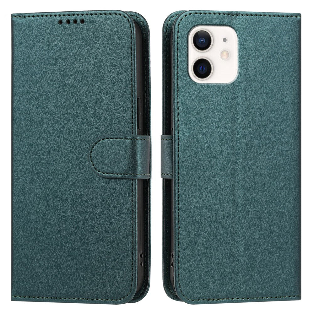 For iPhone 12 Pro 6.1 inch / iPhone 12 6.1 inch Leather Case Wallet Stand Solid Color Anti Drop Phone Cover