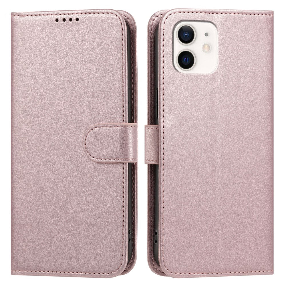 For iPhone 12 Pro 6.1 inch / iPhone 12 6.1 inch Leather Case Wallet Stand Solid Color Anti Drop Phone Cover