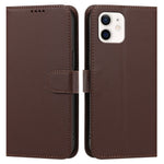 For iPhone 12 Pro 6.1 inch / iPhone 12 6.1 inch Leather Case Wallet Stand Solid Color Anti Drop Phone Cover