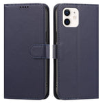 For iPhone 12 Pro 6.1 inch / iPhone 12 6.1 inch Leather Case Wallet Stand Solid Color Anti Drop Phone Cover