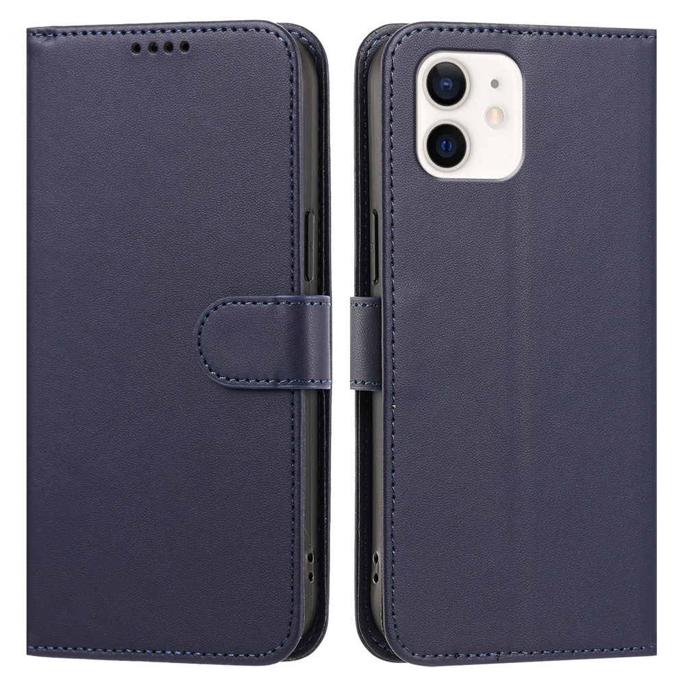 For iPhone 12 Pro 6.1 inch / iPhone 12 6.1 inch Leather Case Wallet Stand Solid Color Anti Drop Phone Cover