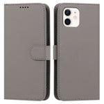 For iPhone 12 Pro 6.1 inch / iPhone 12 6.1 inch Leather Case Wallet Stand Solid Color Anti Drop Phone Cover