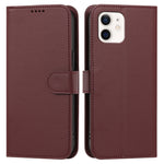 For iPhone 12 Pro 6.1 inch / iPhone 12 6.1 inch Leather Case Wallet Stand Solid Color Anti Drop Phone Cover