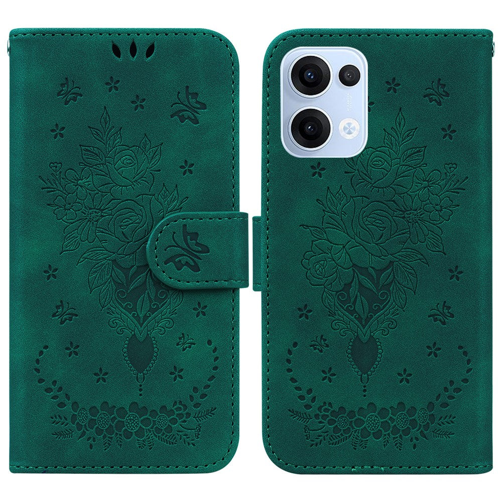 Oppo Reno13 5G (Global) Fodral PU Läder Plånboksfodral mobilfodral Fjärils Blomma Avtryck