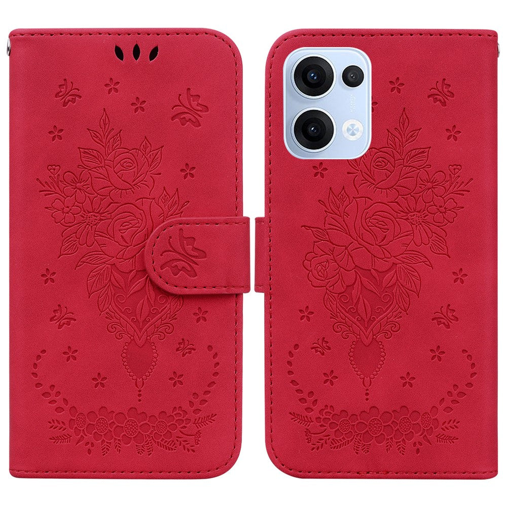 Oppo Reno13 5G (Global) Fodral PU Läder Plånboksfodral mobilfodral Fjärils Blomma Avtryck