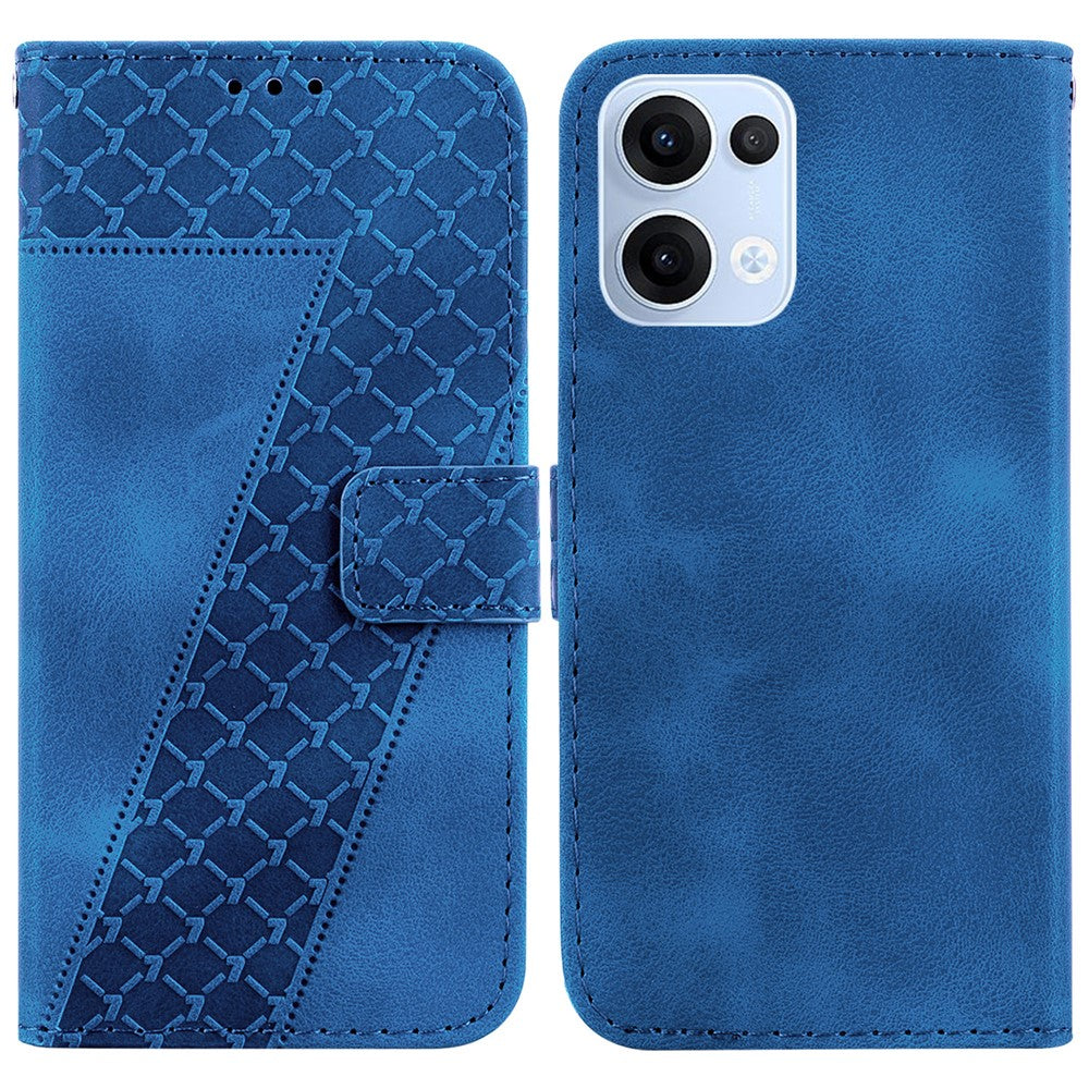 For Oppo Reno13 5G (Global) Stand Case 7-Shaped Pattern Imprint Leather Phone Cover