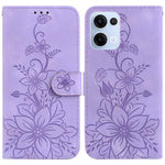 For Oppo Reno13 5G (Global) Case Lily Flower Imprint Leather Phone Cover with Stand