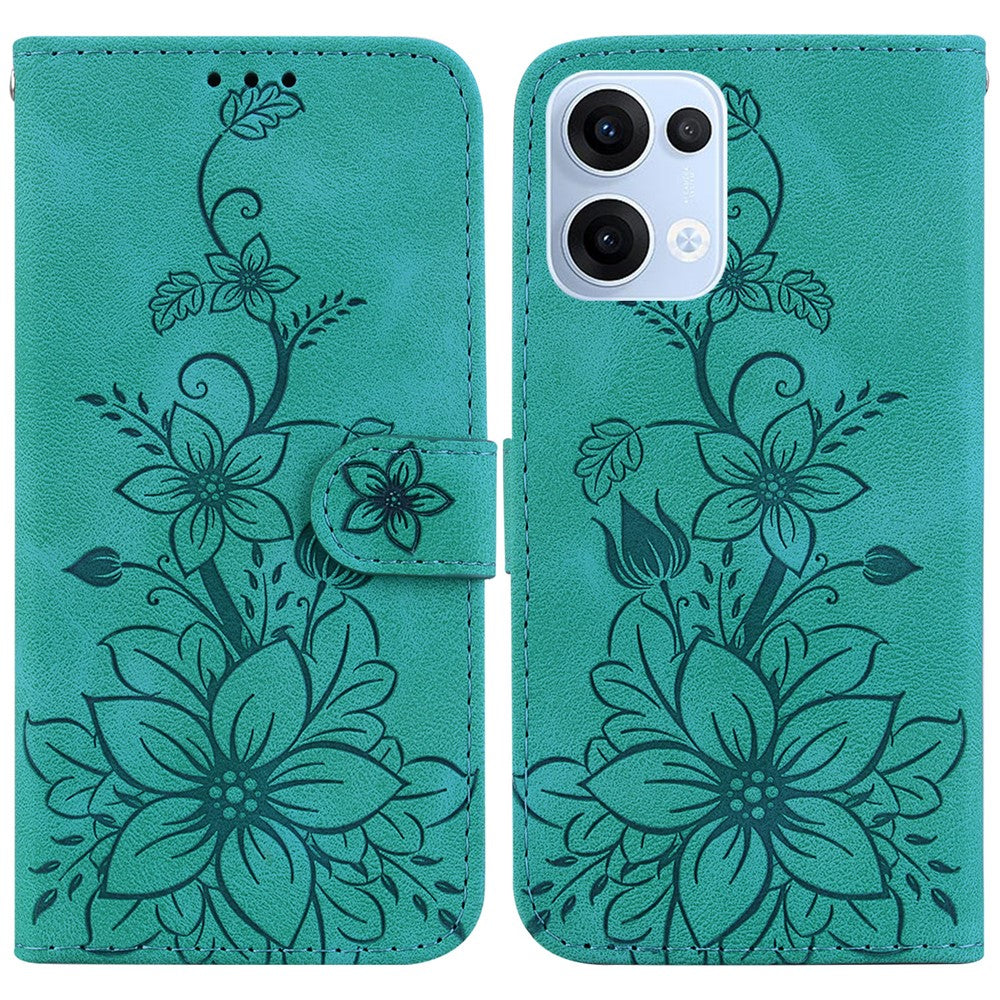 For Oppo Reno13 5G (Global) Case Lily Flower Imprint Leather Phone Cover with Stand