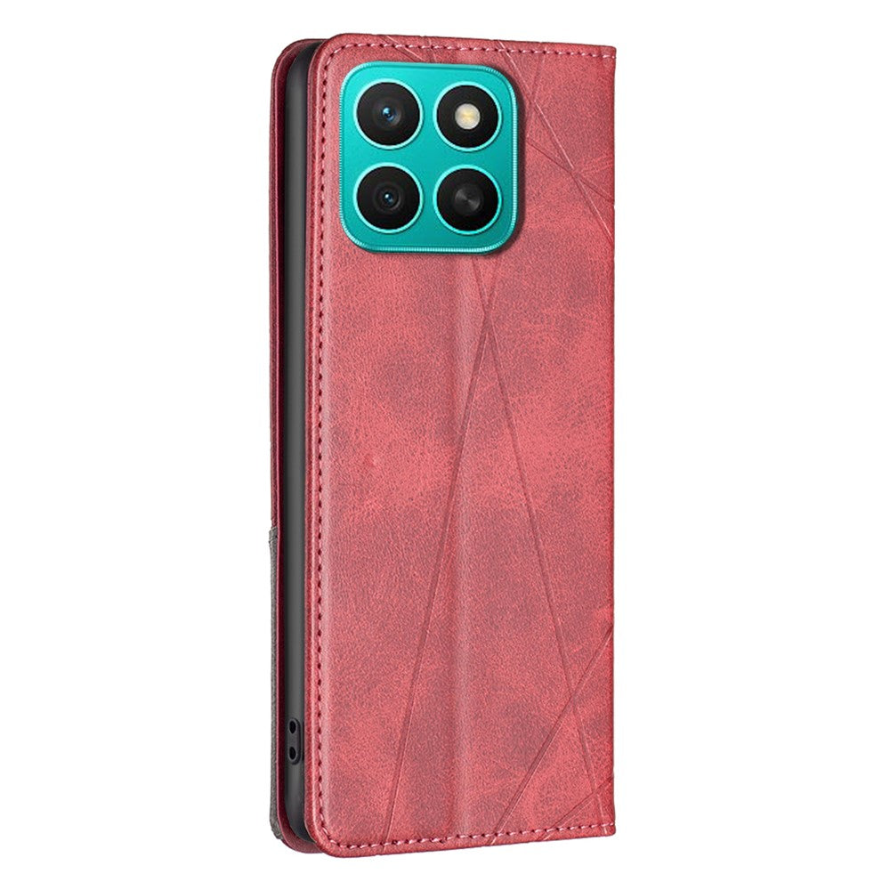 For Honor X8c 4G Case Card Slots Geometry Imprint Leather Phone Cover