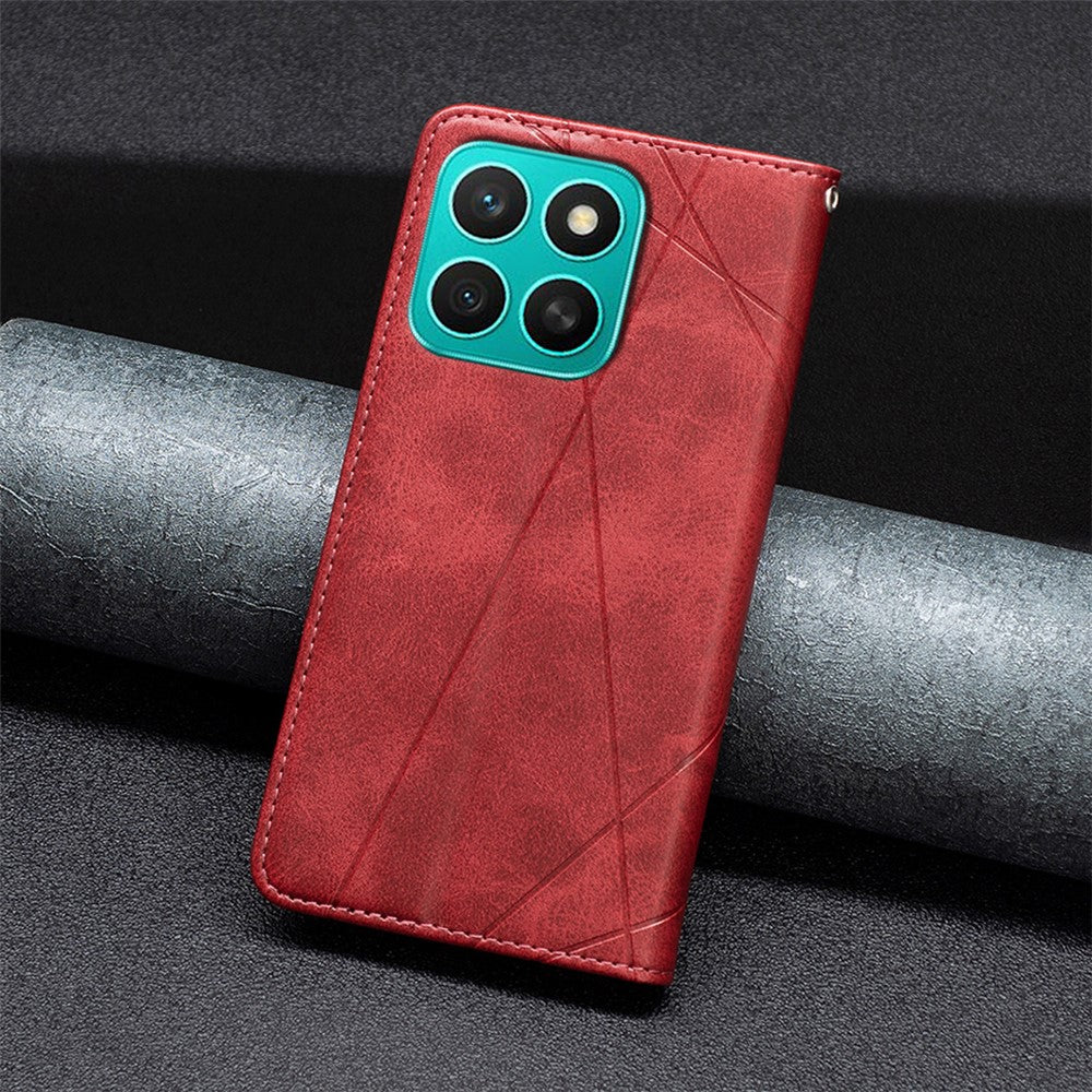 For Honor X8c 4G Case Card Slots Geometry Imprint Leather Phone Cover