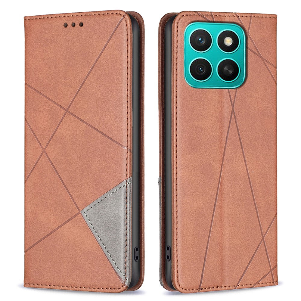 For Honor X8c 4G Case Card Slots Geometry Imprint Leather Phone Cover