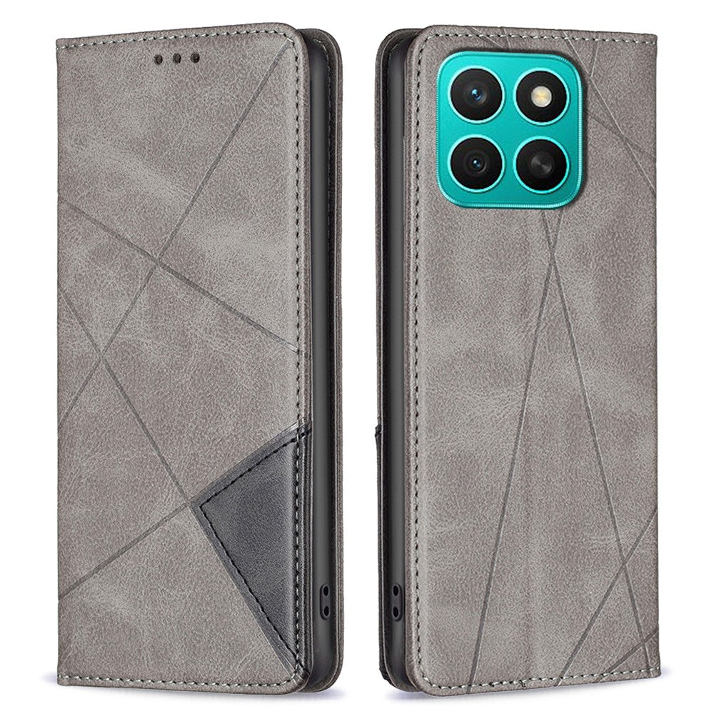 For Honor X8c 4G Case Card Slots Geometry Imprint Leather Phone Cover