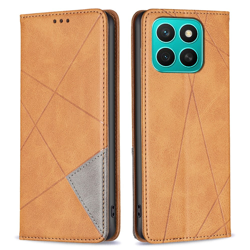 For Honor X8c 4G Case Card Slots Geometry Imprint Leather Phone Cover