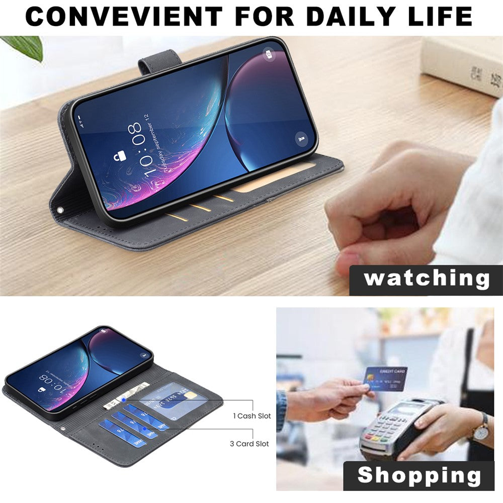 BINFEN COLOR For Honor X8c 4G Phone Cases Wallet Stand Geometry Imprint Leather Cover