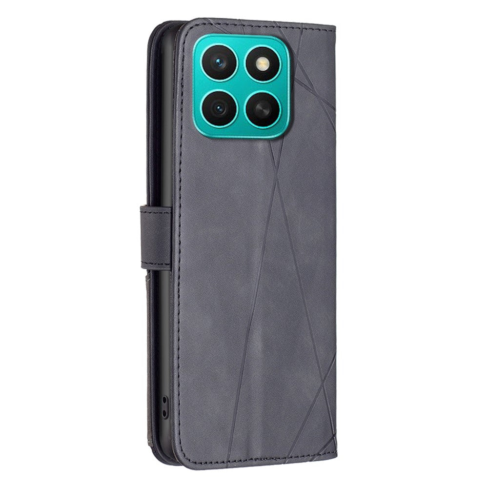 BINFEN COLOR For Honor X8c 4G Phone Cases Wallet Stand Geometry Imprint Leather Cover