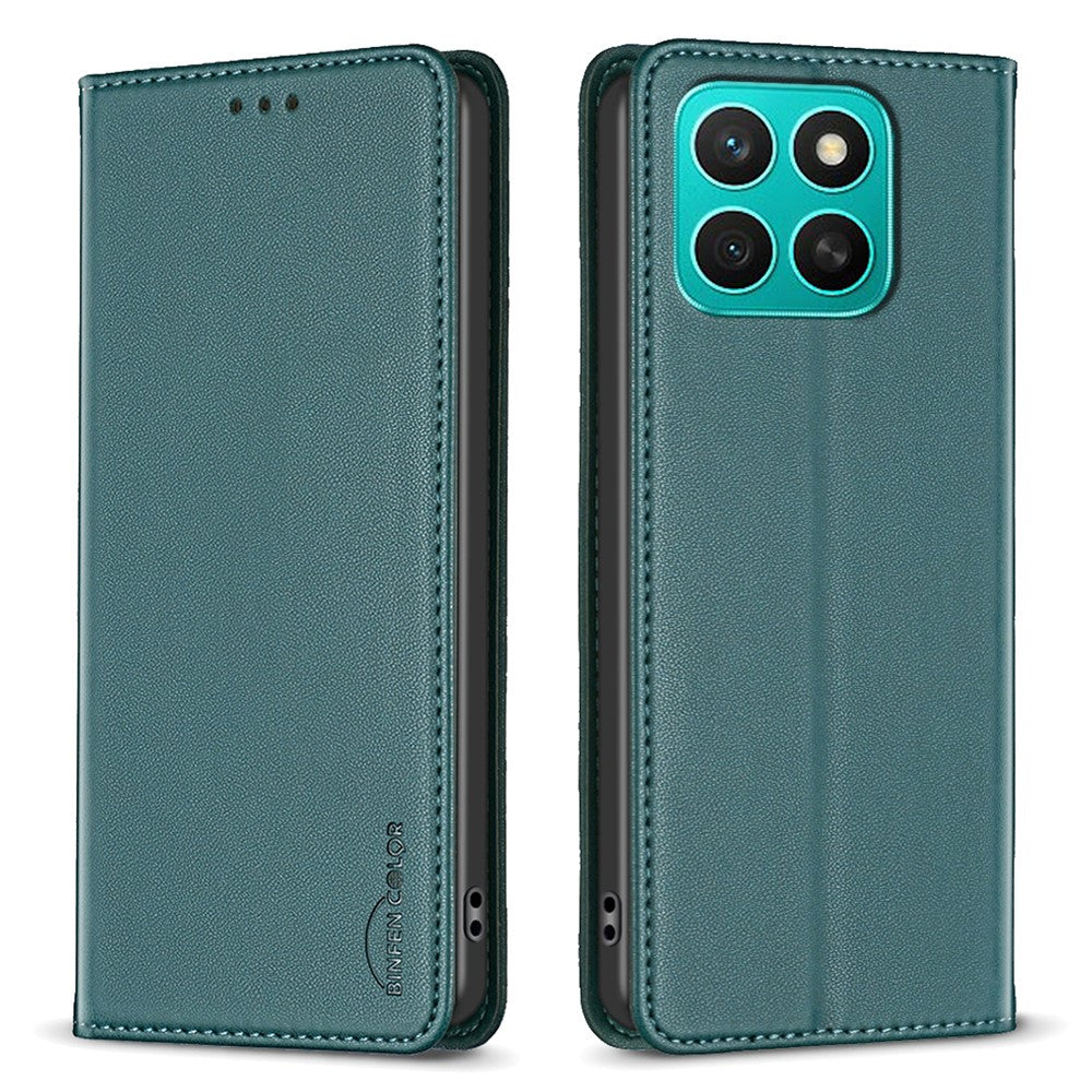 BINFEN COLOR BF18 For Honor X8c 4G Leather Case Card Slots Phone Cover